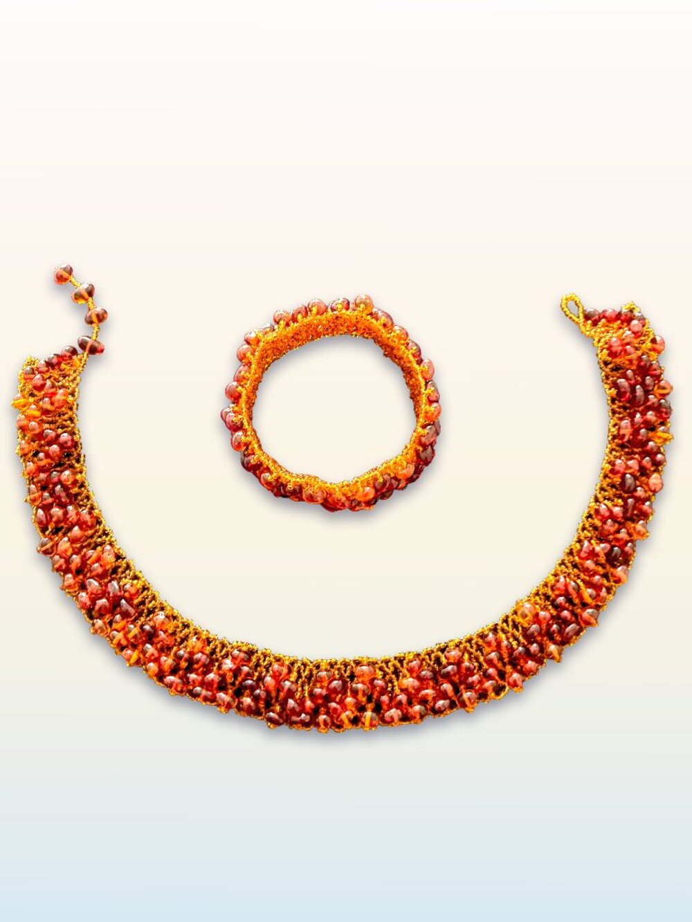 Natural Baltic Amber Collar Necklace & Bracelet Set